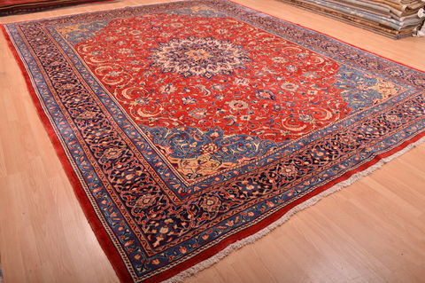 Mahal Red Hand Knotted 112 X 145 Area Rug 100-76248 Image 12