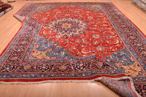 Mahal Red Hand Knotted 112 X 145 Area Rug 100-76248 Image 7