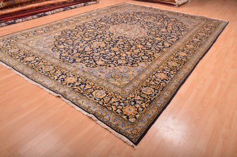 Kashan Blue Hand Knotted 103 X 146 Area Rug 100-76251 Image 10