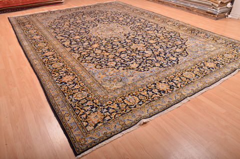 Kashan Blue Hand Knotted 103 X 146 Area Rug 100-76251 Image 11