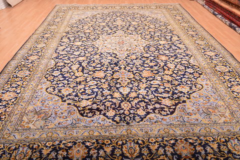 Kashan Blue Hand Knotted 103 X 146 Area Rug 100-76251 Image 12