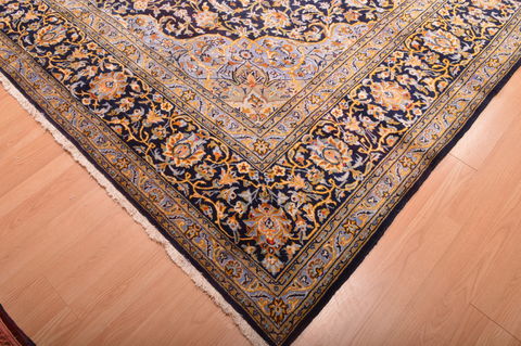 Kashan Blue Hand Knotted 103 X 146 Area Rug 100-76251 Image 15