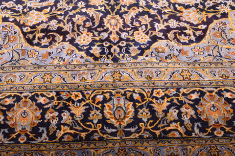 Kashan Blue Hand Knotted 103 X 146 Area Rug 100-76251 Image 16
