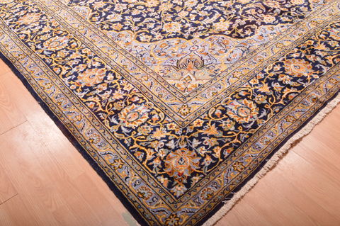 Kashan Blue Hand Knotted 103 X 146 Area Rug 100-76251 Image 17