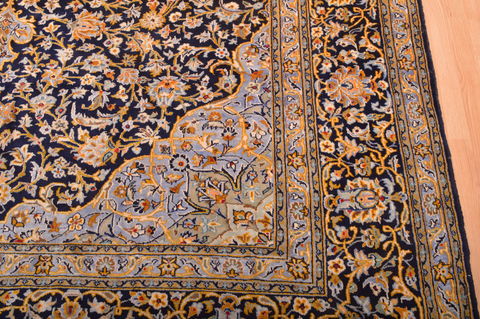 Kashan Blue Hand Knotted 103 X 146 Area Rug 100-76251 Image 19