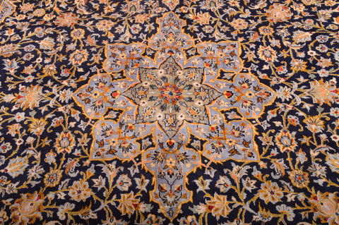 Kashan Blue Hand Knotted 103 X 146 Area Rug 100-76251 Image 1