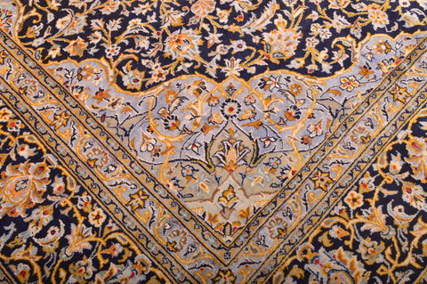 Kashan Blue Hand Knotted 103 X 146 Area Rug 100-76251 Image 2