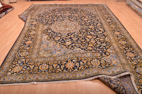 Kashan Blue Hand Knotted 103 X 146 Area Rug 100-76251 Image 6