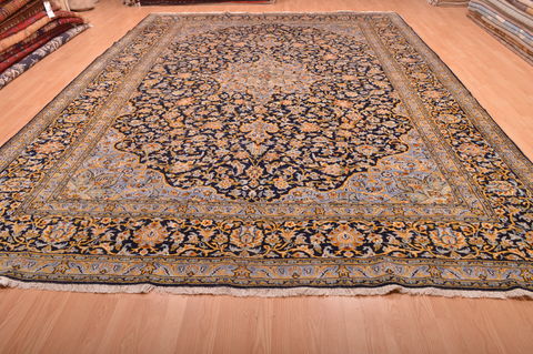 Kashan Blue Hand Knotted 103 X 146 Area Rug 100-76251 Image 9