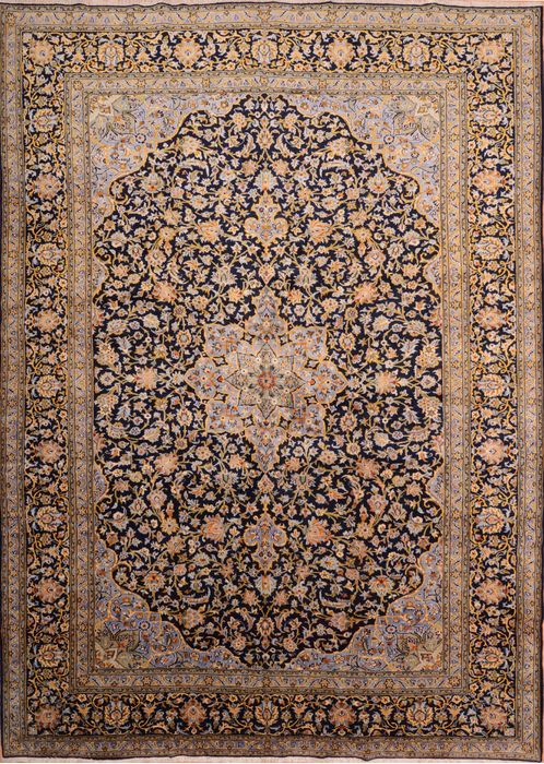 Kashan Blue Hand Knotted 103 X 146 Area Rug 100-76251 Image 0