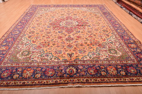 Tabriz Orange Hand Knotted 100 X 129 Area Rug 100-76286 Image 11