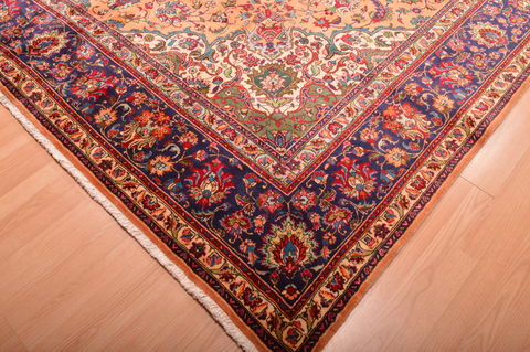 Tabriz Orange Hand Knotted 100 X 129 Area Rug 100-76286 Image 14