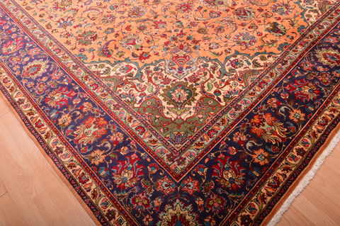 Tabriz Orange Hand Knotted 100 X 129 Area Rug 100-76286 Image 16