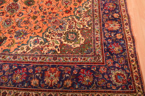 Tabriz Orange Hand Knotted 100 X 129 Area Rug 100-76286 Image 17
