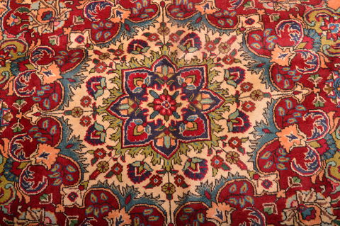 Tabriz Orange Hand Knotted 100 X 129 Area Rug 100-76286 Image 4