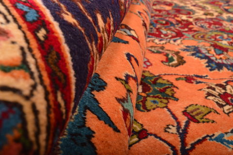 Tabriz Orange Hand Knotted 100 X 129 Area Rug 100-76286 Image 6