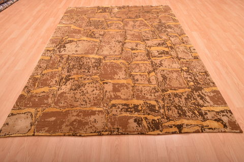Modern Beige Hand Knotted 60 X 810 Area Rug 100-76297 Image 1