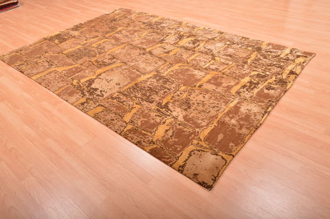 Modern Beige Hand Knotted 60 X 810 Area Rug 100-76297 Image 3