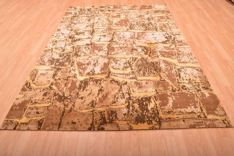 Modern Beige Hand Knotted 60 X 810 Area Rug 100-76297 Image 4