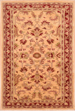 Pakistani Chobi Beige Rectangle 3x5 ft Wool Carpet 76308