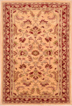 Chobi Beige Hand Knotted 3'1" X 4'9"  Area Rug 100-76308