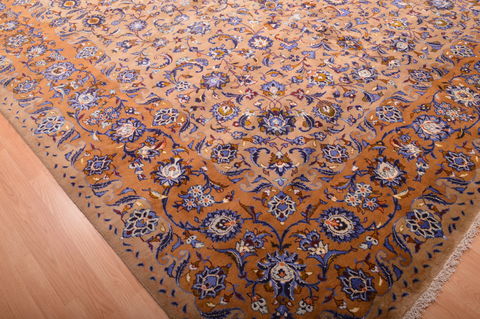 Persian Kashan Green Rectangle 11x16 ft Wool Carpet 76309 | SKU 76309