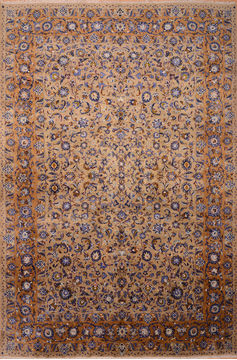 Kashan Green Hand Knotted 10'6" X 15'8"  Area Rug 100-76309