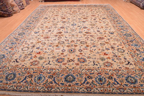 Kashan Green Hand Knotted 106 X 147 Area Rug 100-76317 Image 1