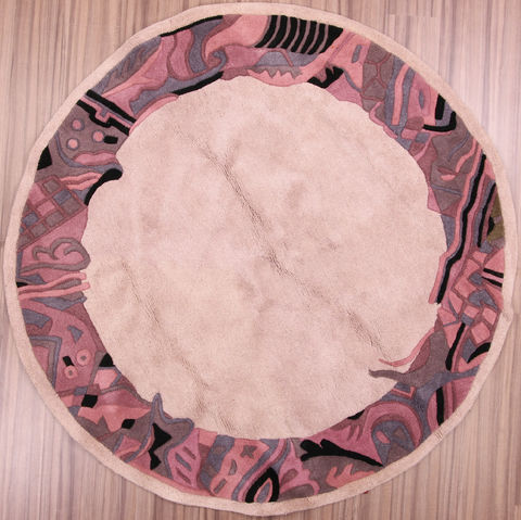 Indo-Nepal Beige Round Hand Tufted 60 X 60  Area Rug 155-76318 Image 0