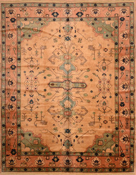 Persian Pishavar Beige Rectangle 10x13 ft Wool Carpet 76323