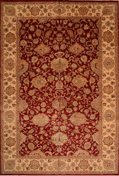 Indian Jaipur Red Rectangle 12x18 ft Wool Carpet 76336