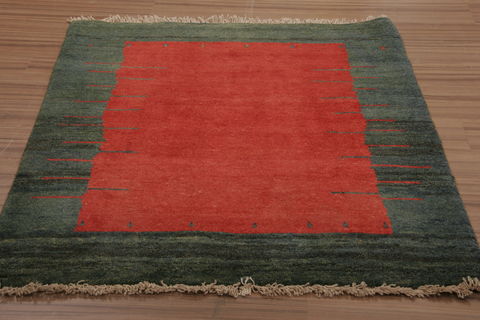 Gabbeh Red Hand Knotted 41 X 51 Area Rug 155-76339 Image 1