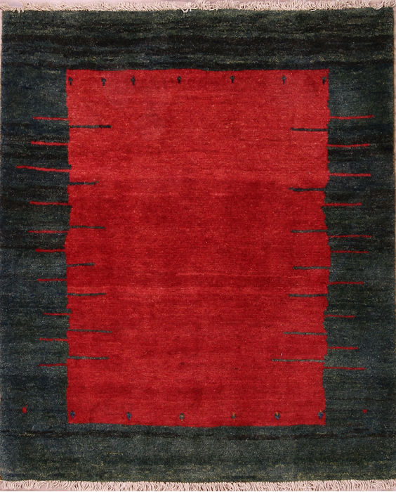 Gabbeh Red Hand Knotted 41 X 51 Area Rug 155-76339 Image 0