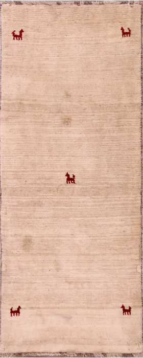 Gabbeh White Runner Hand Knotted 31 X 78 Area Rug 155-76341 Image 0