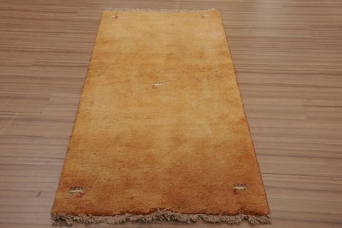 Gabbeh Beige Hand Knotted 27 X 64 Area Rug 155-76350 Image 1