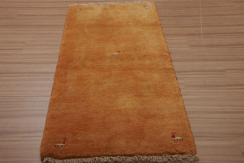 Gabbeh Beige Hand Knotted 27 X 64 Area Rug 155-76350 Image 2