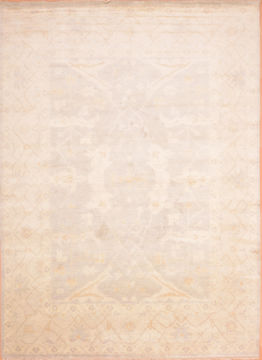 Indian Oushak Grey Rectangle 9x12 ft Wool Carpet 76388