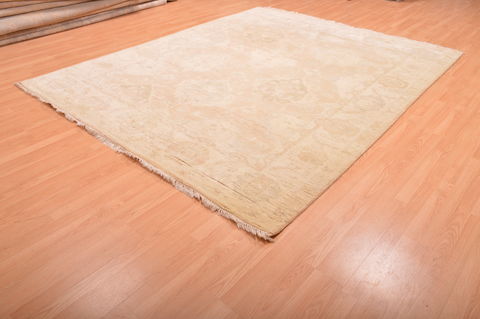 Oushak Beige Hand Knotted 82 X 100 Area Rug 100-76390 Image 14