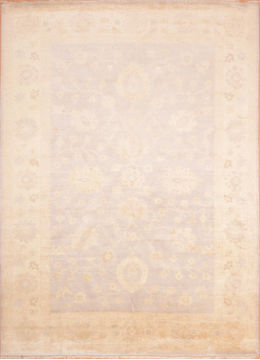 Indian Oushak Beige Rectangle 10x14 ft Wool Carpet 76396