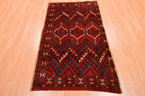Baluch Red Hand Knotted 35 X 57 Area Rug 100-76433 Image 1