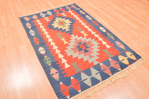 Kilim Red Hand Knotted 38 X 57  Area Rug 100-76439 Image 2