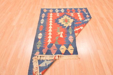 Kilim Red Hand Knotted 38 X 57  Area Rug 100-76439 Image 4