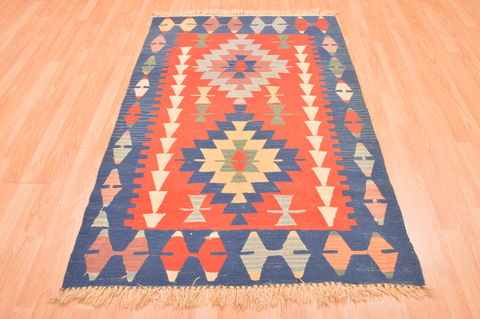 Kilim Red Hand Knotted 38 X 57  Area Rug 100-76439 Image 6
