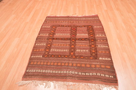 Kilim Brown Square Hand Knotted 37 X 45 Area Rug 100-76440 Image 1