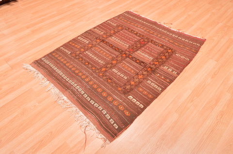 Kilim Brown Square Hand Knotted 37 X 45 Area Rug 100-76440 Image 2