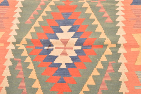 Kilim Green Hand Knotted 311 X 59 Area Rug 100-76442 Image 2