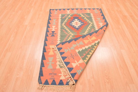 Kilim Green Hand Knotted 311 X 59 Area Rug 100-76442 Image 4
