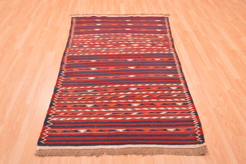 Kilim Red Hand Knotted 39 X 61 Area Rug 100-76443 Image 1