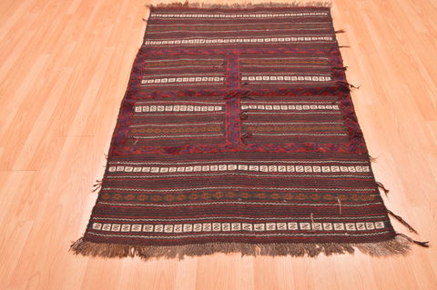 Kilim Brown Hand Knotted 37 X 53 Area Rug 100-76445 Image 1