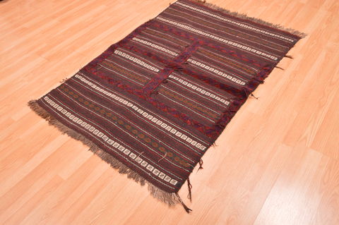 Kilim Brown Hand Knotted 37 X 53 Area Rug 100-76445 Image 2